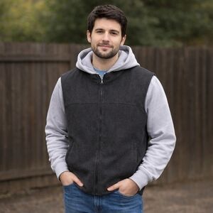 DANIER Men’s Gray Thinsulate Zip Vest Size L Lightweight Insulated